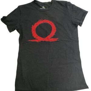 God of War Shirt Mens Medium Black PlayStation Logo Tee Omega Kratos Video Game